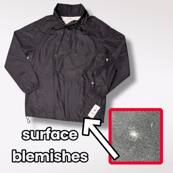 Tommy Hilfiger Black Windbreaker Jacket Spell Out Logo Nylon Pullover 90s Small - Picture 9 of 9